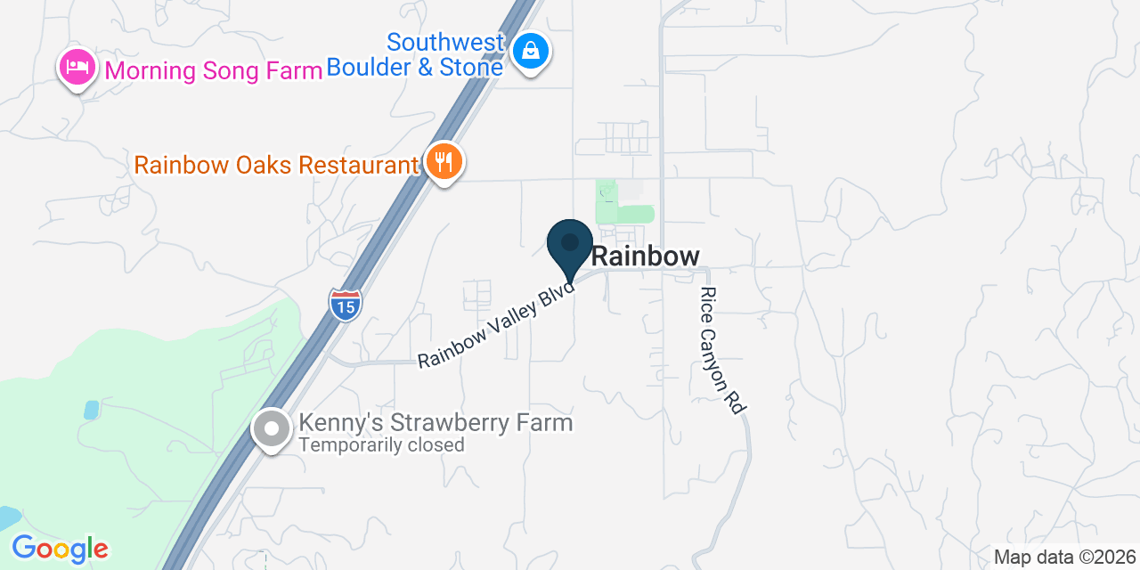 Map showing Rainbow, San Diego County, CA