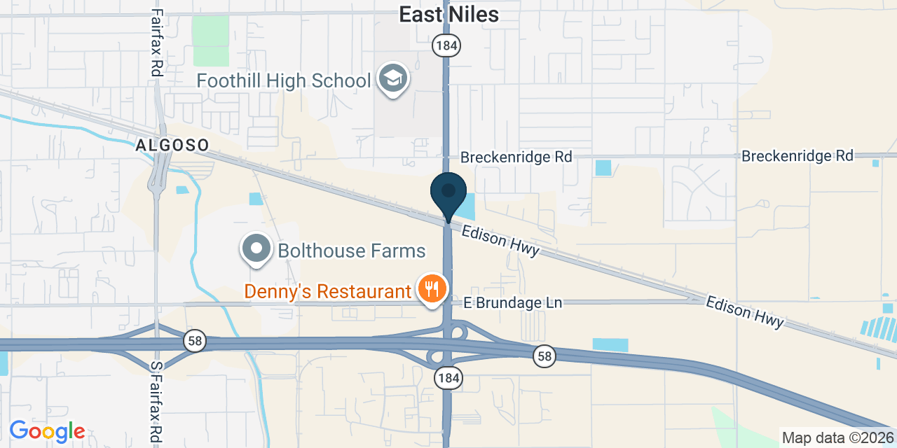 Map showing East Niles, Kern County, CA