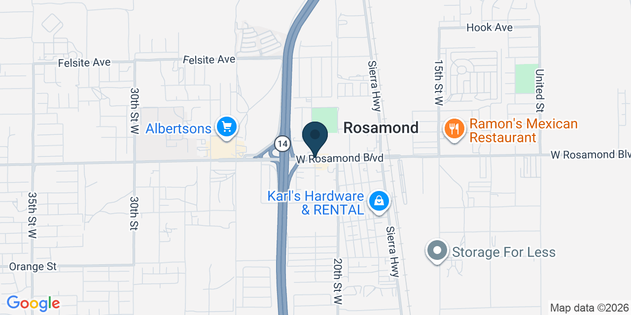 Map showing Rosamond, Kern County, CA