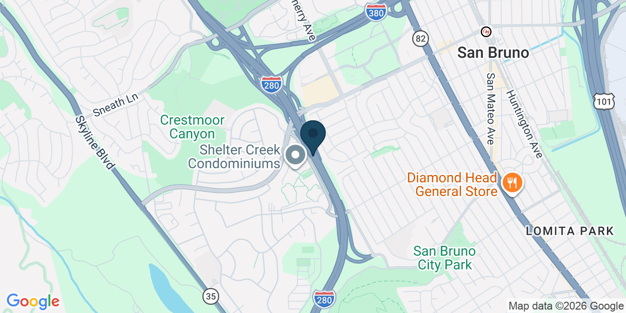 Map showing San Bruno, San Mateo County, CA