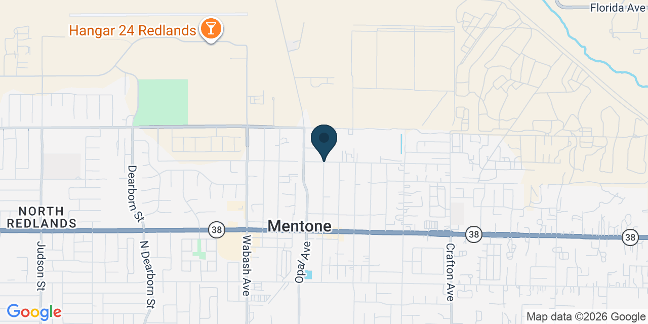 Map showing Mentone, San Bernardino County, CA