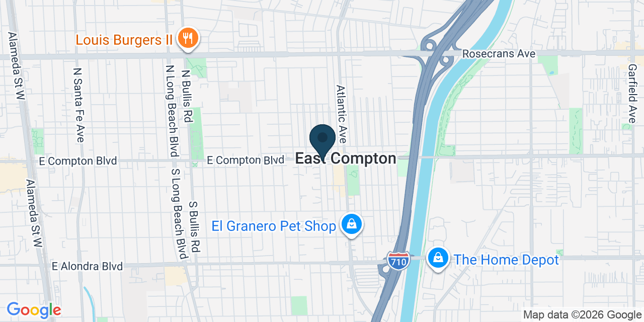 Map showing Compton, Los Angeles County, CA