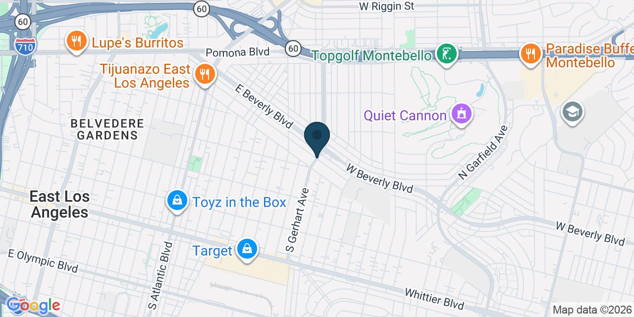 Map showing East Los Angeles, Los Angeles County, CA