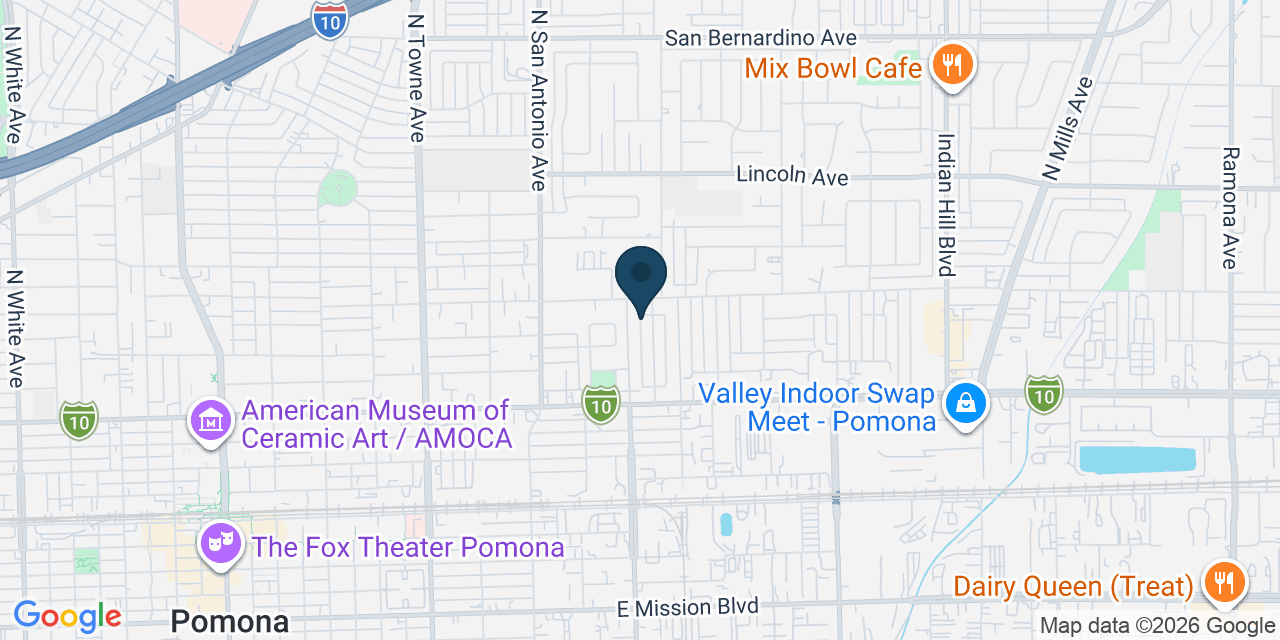 Map showing Pomona, Los Angeles County, CA