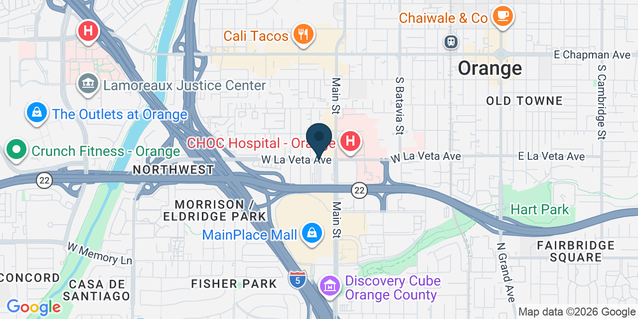 Map showing Orange County, CA
