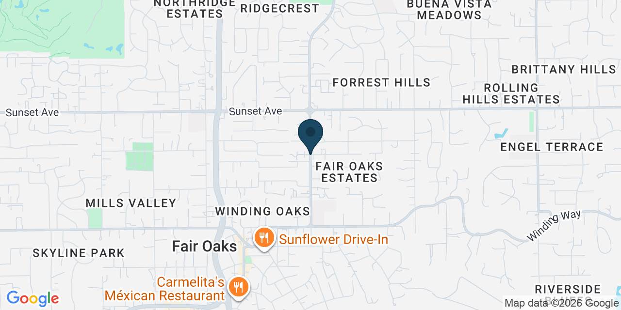 Map showing Fair Oaks, Sacramento County, CA