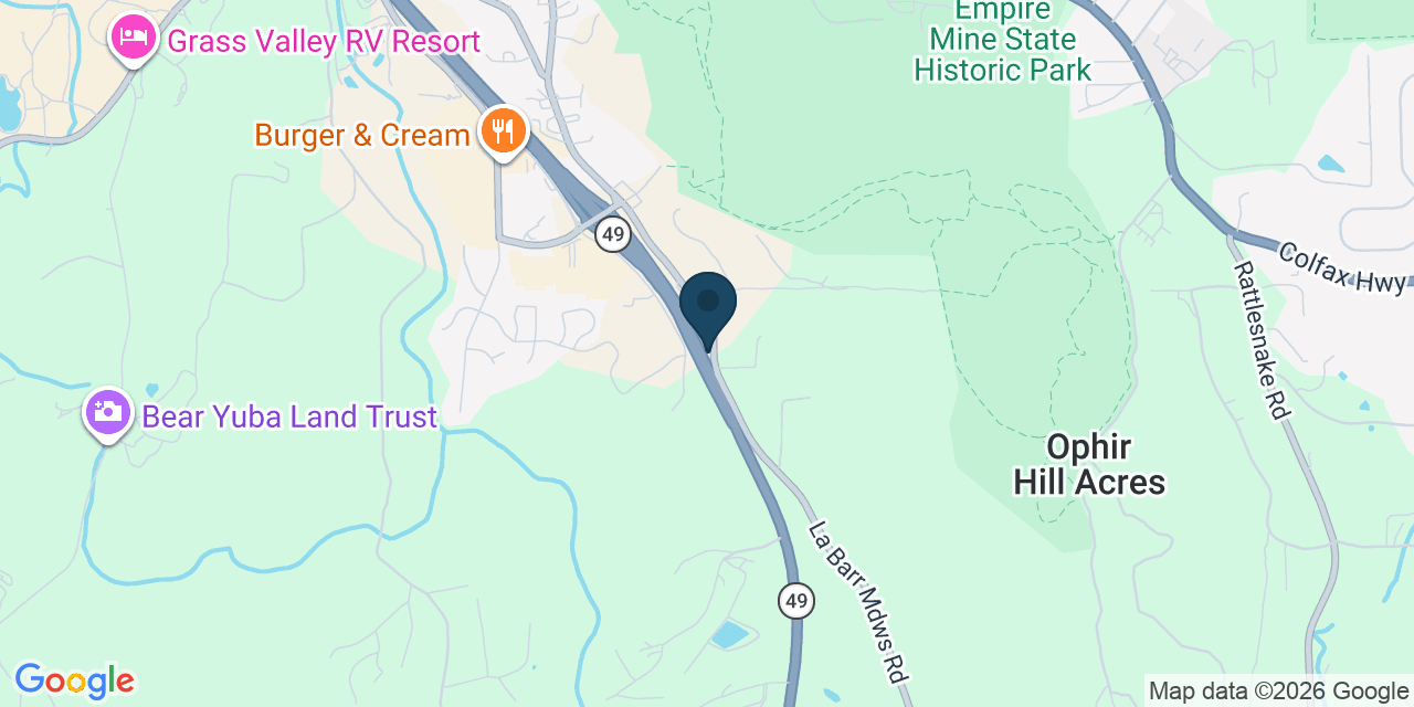 Map showing Grass Valley, Nevada County, CA