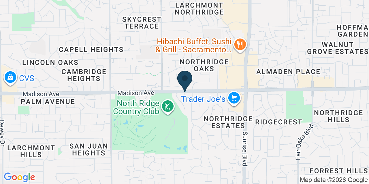Map showing Fair Oaks, Sacramento County, CA