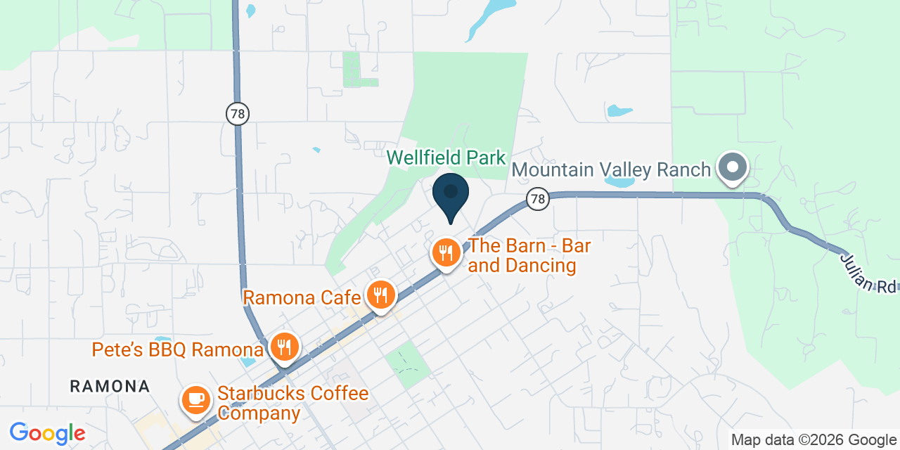 Map showing Ramona, San Diego County, CA