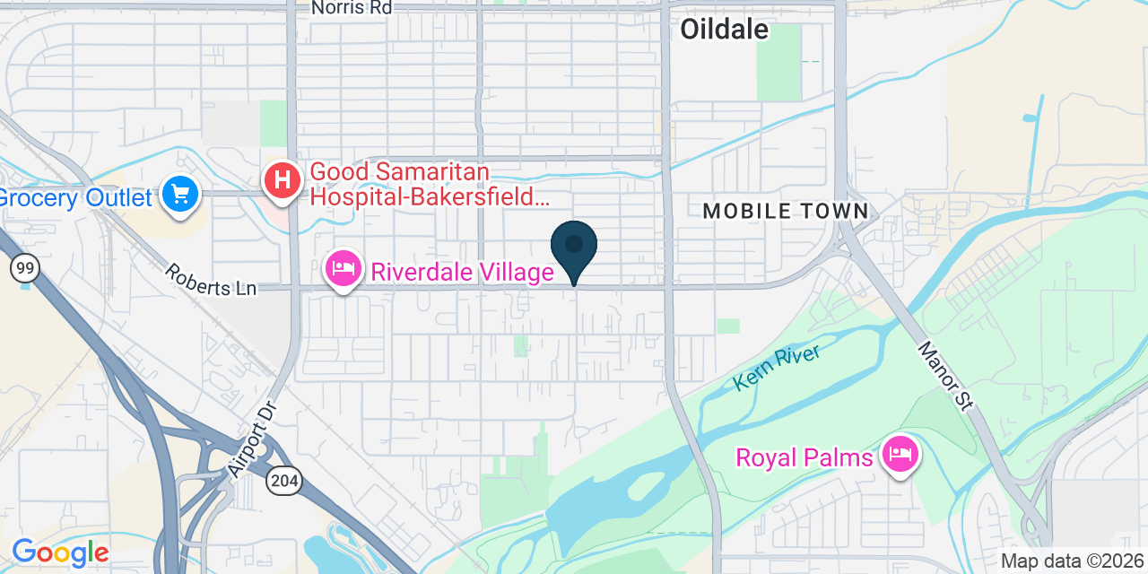 Map showing Oildale, Kern County, CA