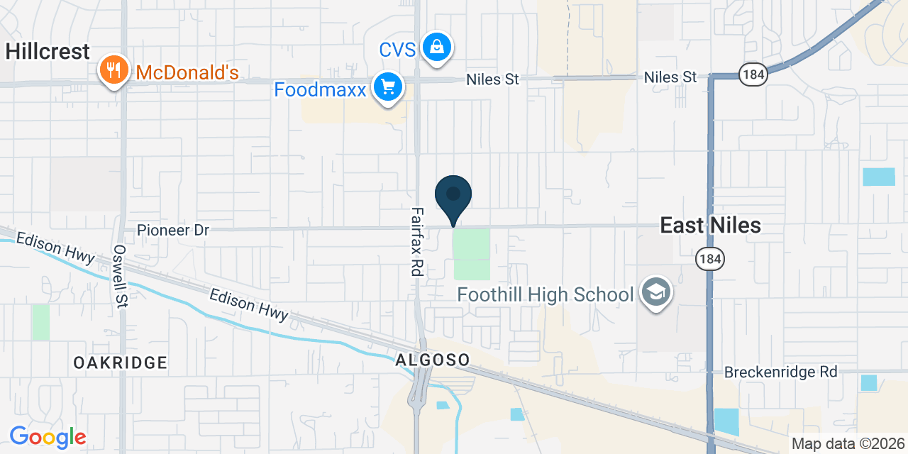 Map showing East Niles, Kern County, CA