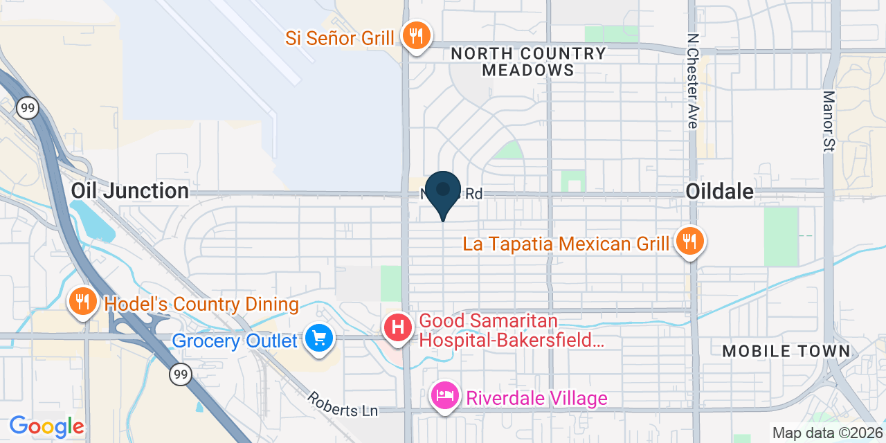 Map showing Oildale, Kern County, CA