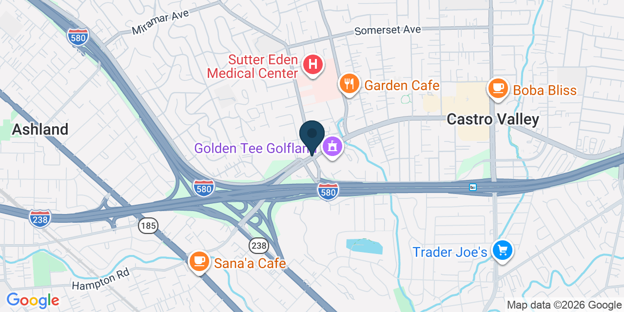 Map showing Castro Valley, Alameda County, CA