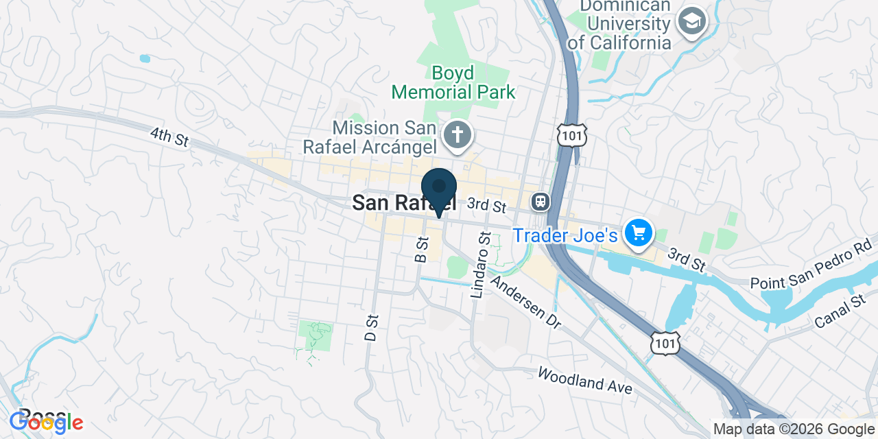 Map showing San Rafael, Marin County, CA
