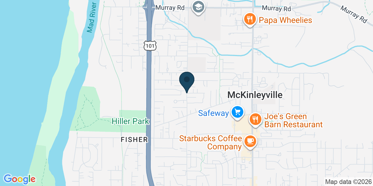 Map showing McKinleyville, Humboldt County, CA
