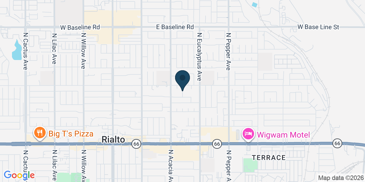 Map showing Rialto, San Bernardino County, CA