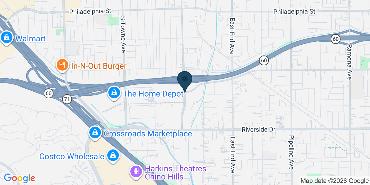 Map showing Pomona, Los Angeles County, CA