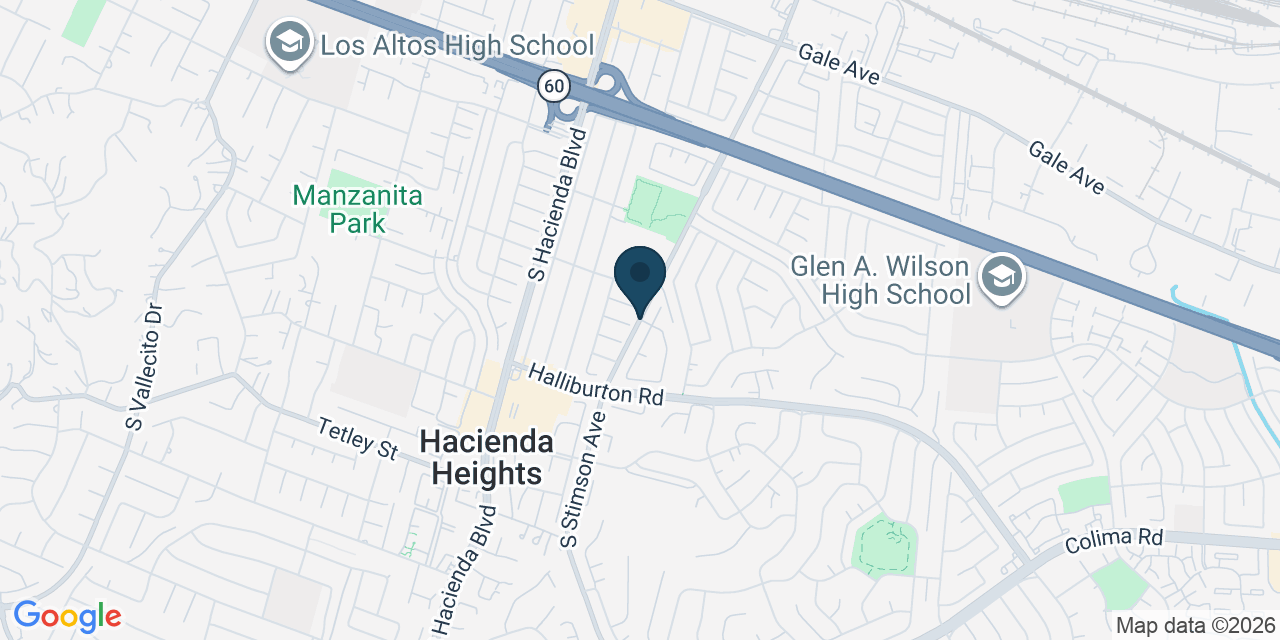 Map showing Hacienda Heights, Los Angeles County, CA