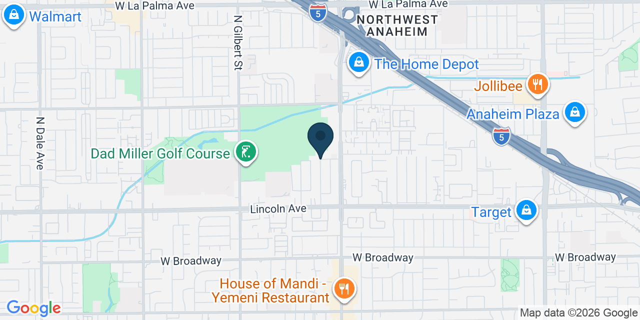 Map showing Anaheim, Orange County, CA