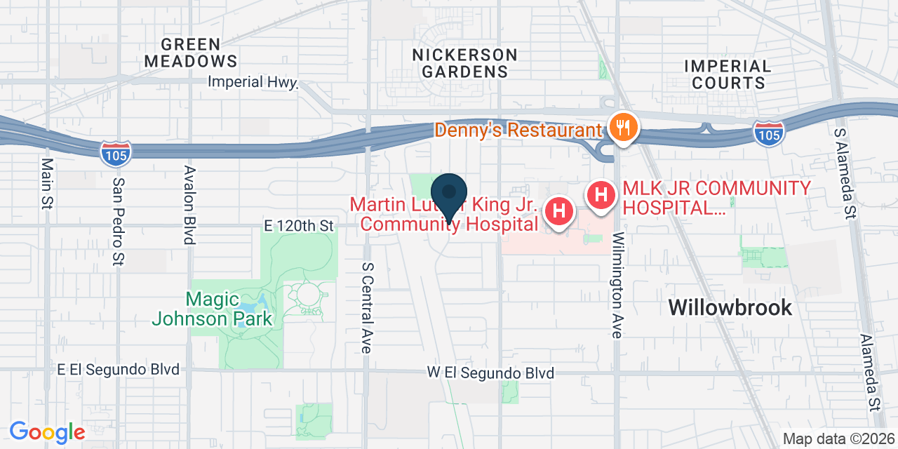 Map showing Willowbrook, Los Angeles County, CA