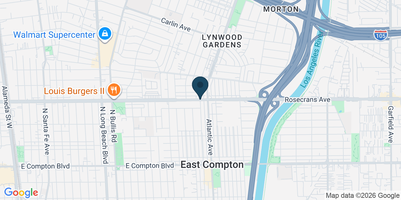 Map showing East Compton, Los Angeles County, CA