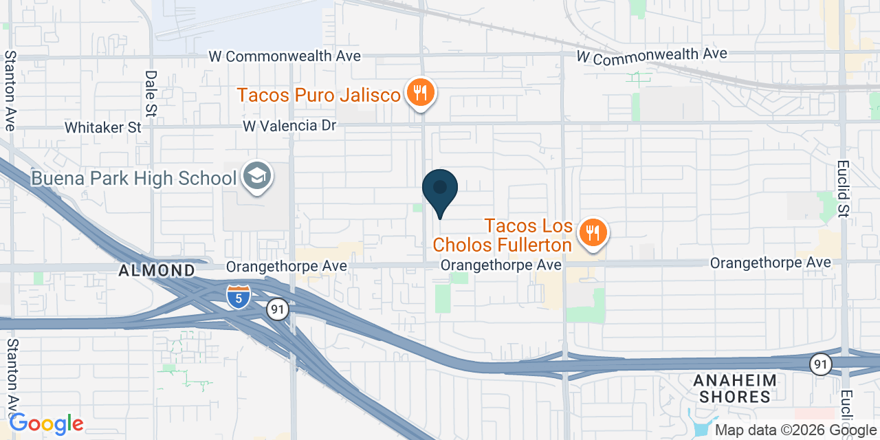Map showing Fullerton, Orange County, CA
