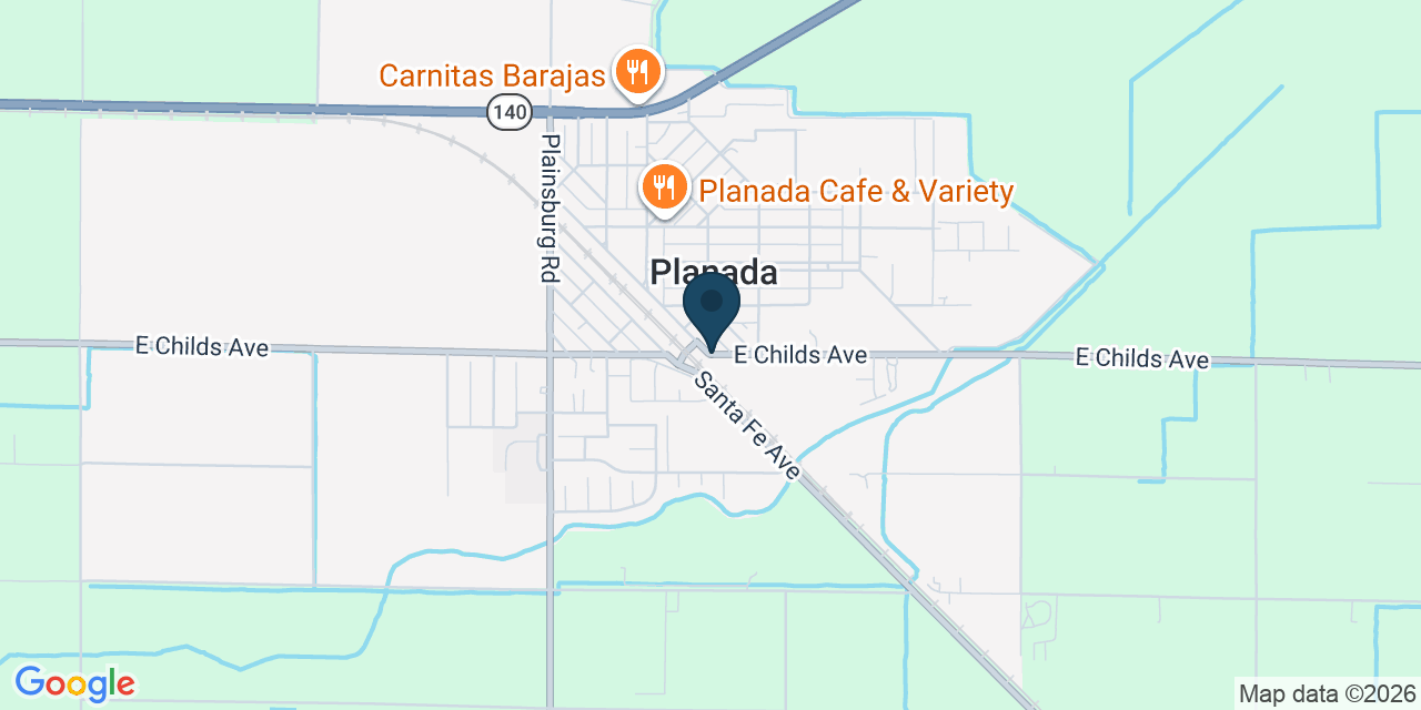 Map showing Planada, Merced County, CA