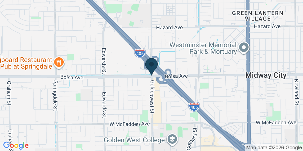 Map showing Westminster, Orange County, CA