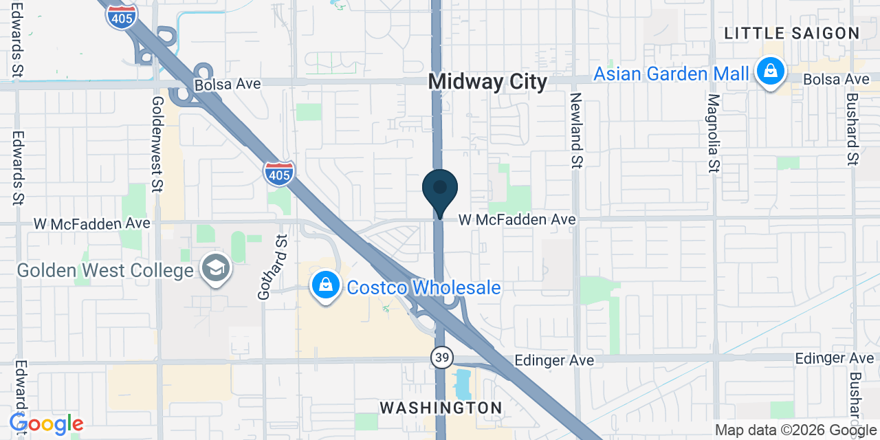 Map showing Midway City, Orange County, CA
