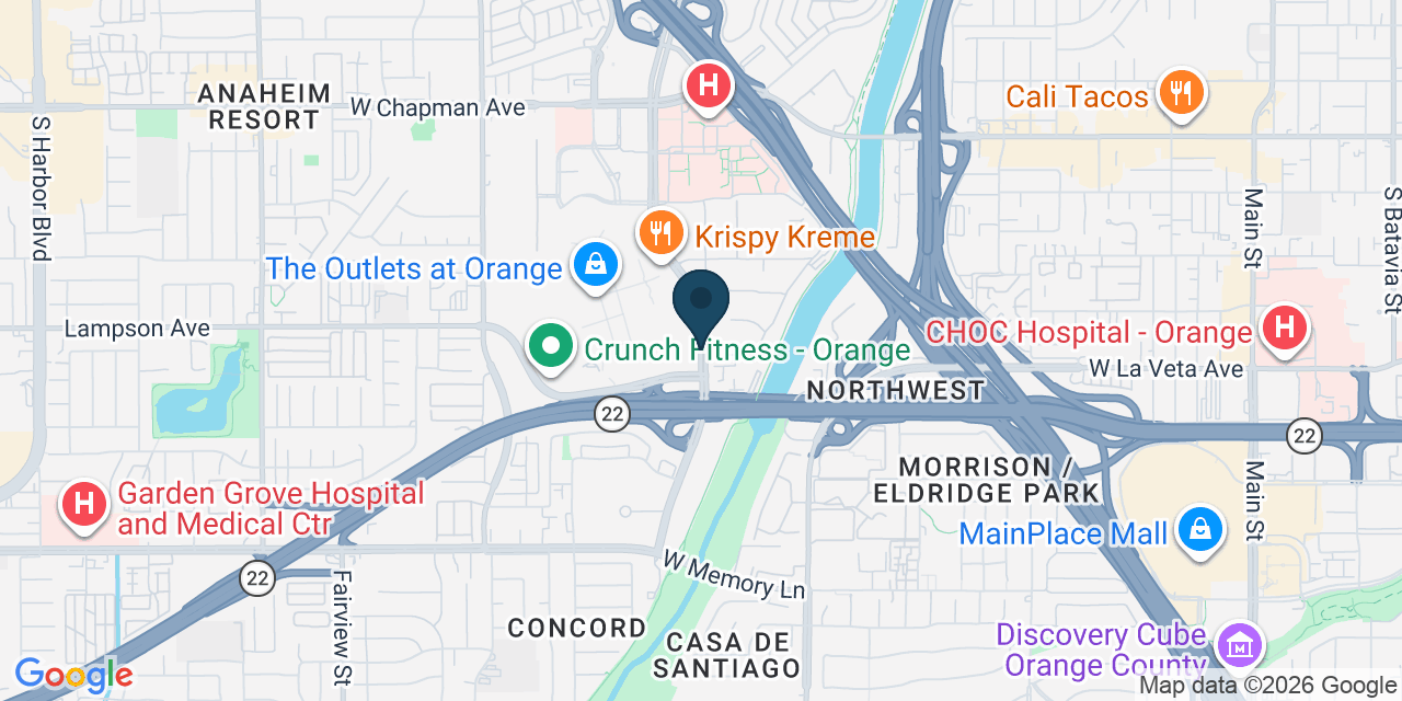 Map showing Orange County, CA