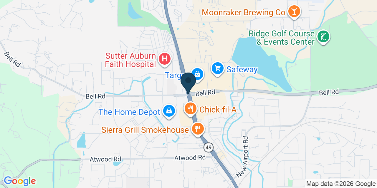 Map showing North Auburn, Placer County, CA