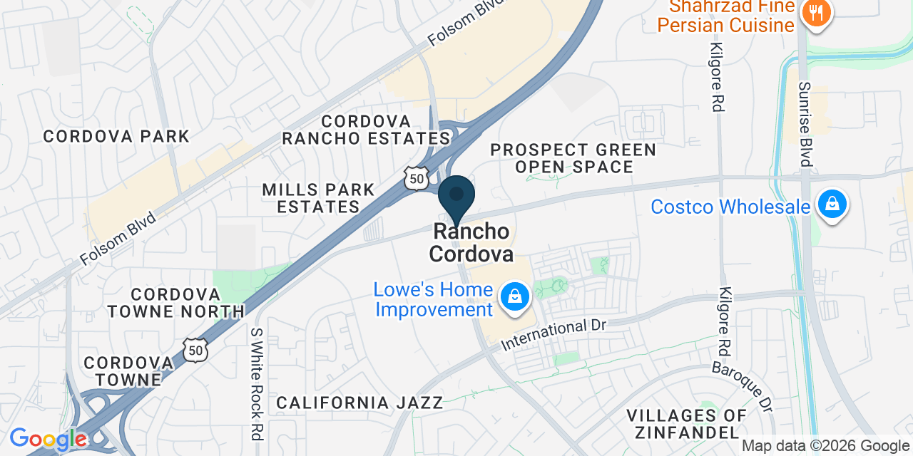 Map showing Rancho Cordova, Sacramento County, CA