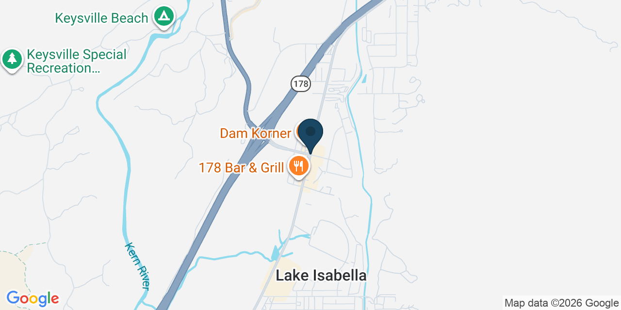 Map showing Lake Isabella, Kern County, CA