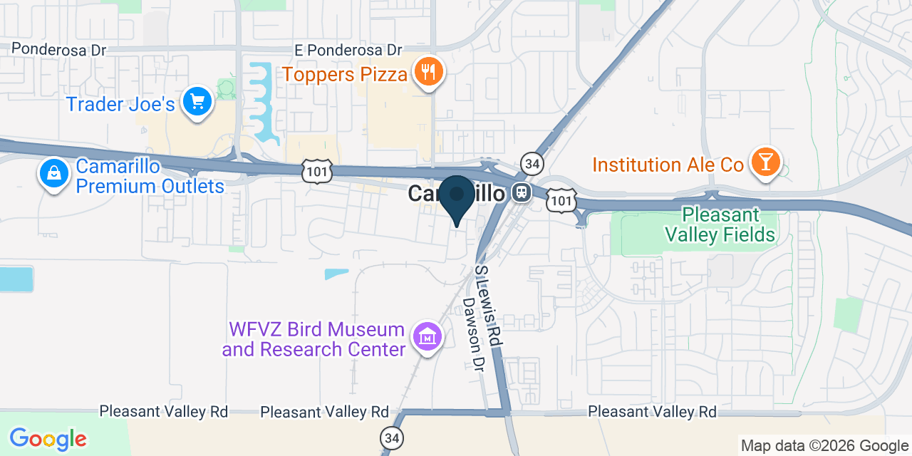 Map showing Camarillo, Ventura County, CA
