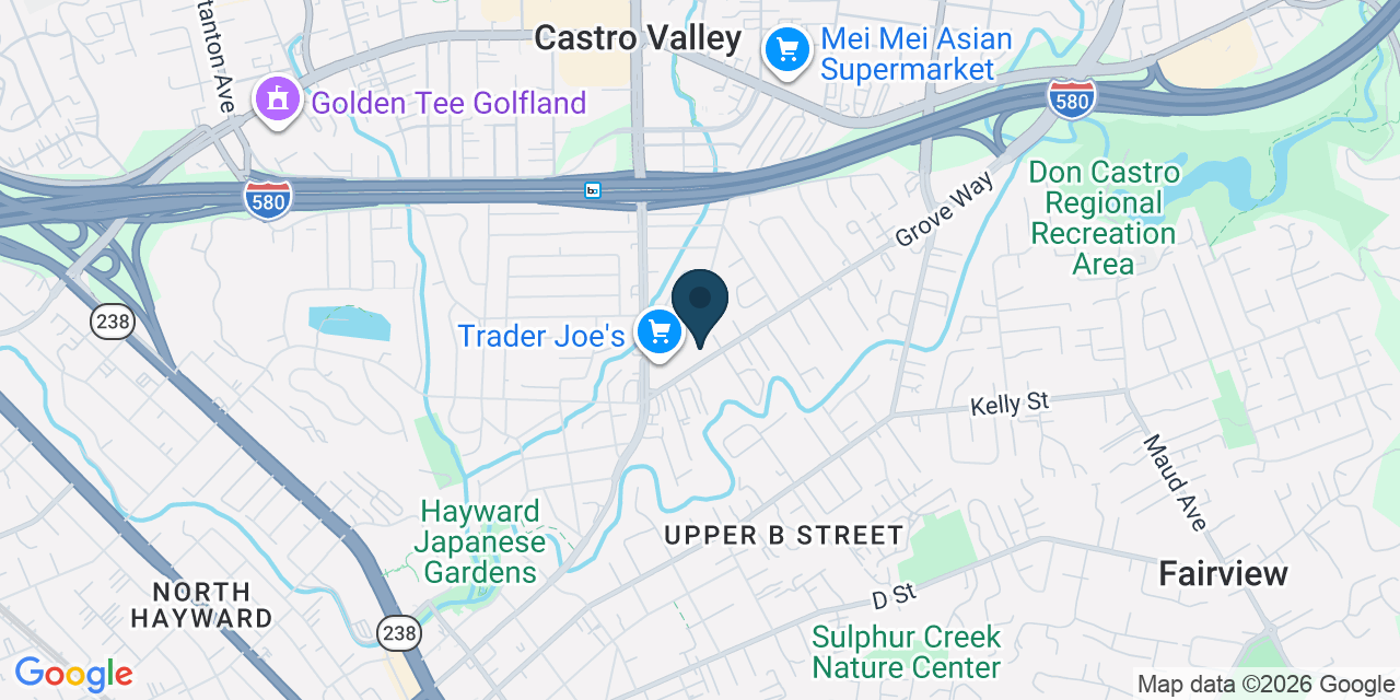Map showing Castro Valley, Alameda County, CA