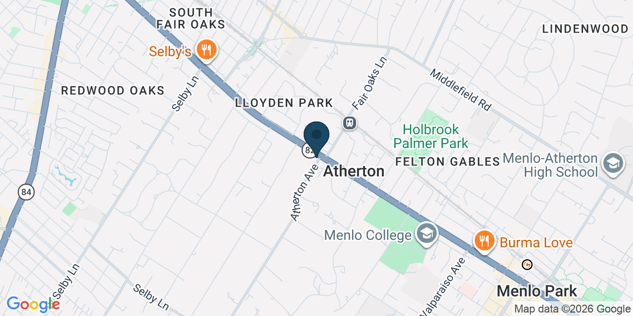 Map showing Atherton, San Mateo County, CA