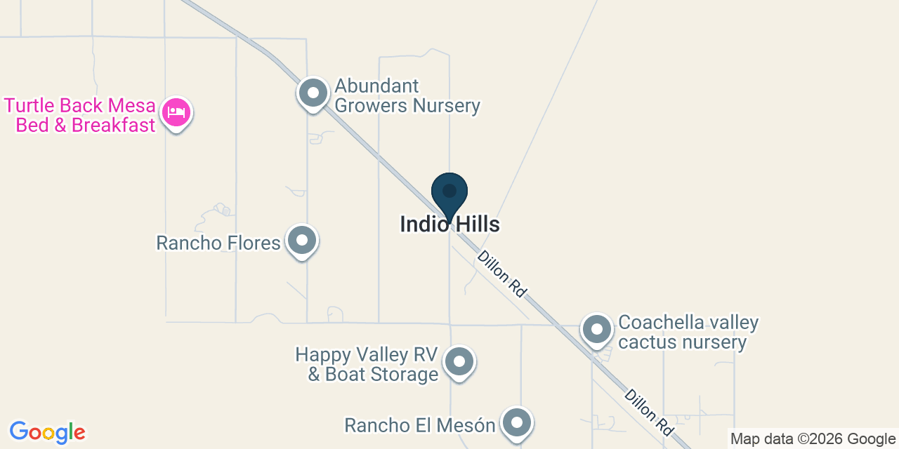 Map showing Indio Hills, Riverside County, CA