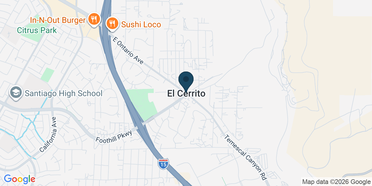 Map showing El Cerrito, Riverside County, CA