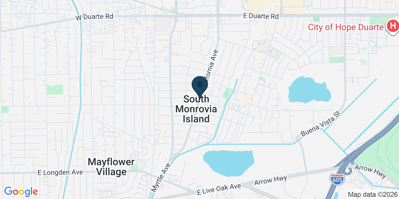 Map showing South Monrovia Island, Los Angeles County, CA