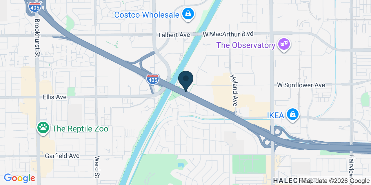 Map showing Santa Ana, Orange County, CA