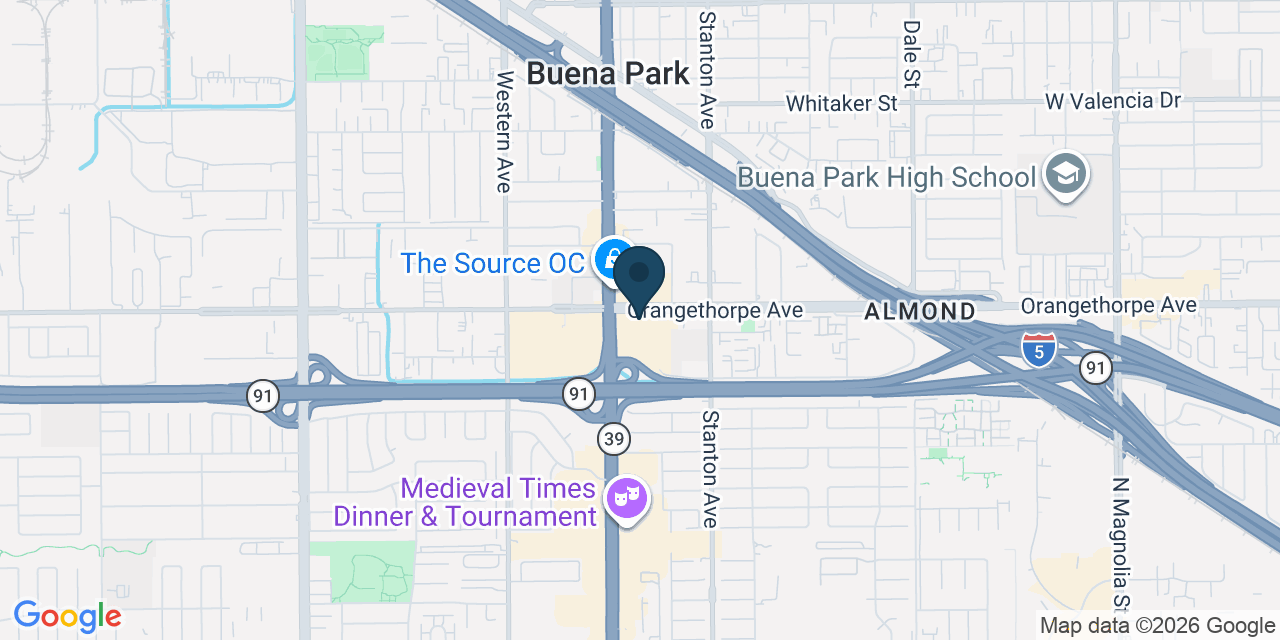 Map showing Buena Park, Orange County, CA