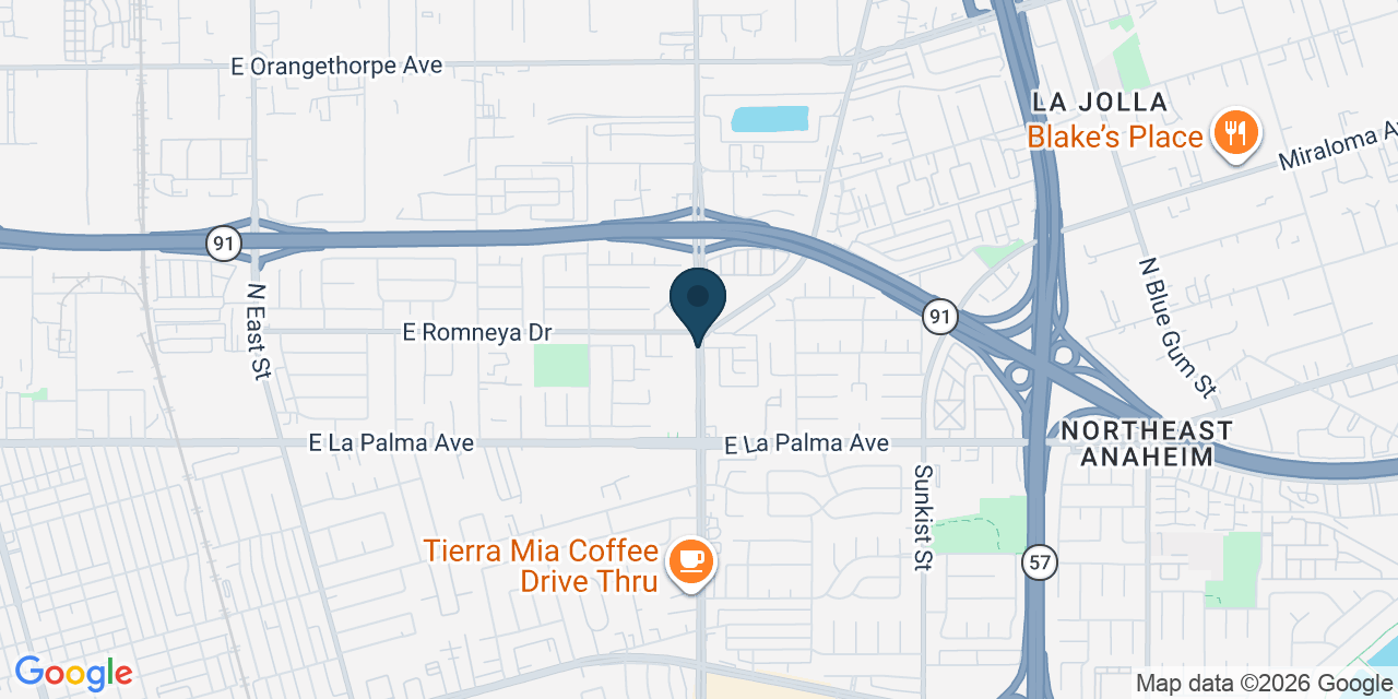 Map showing Orange County, CA