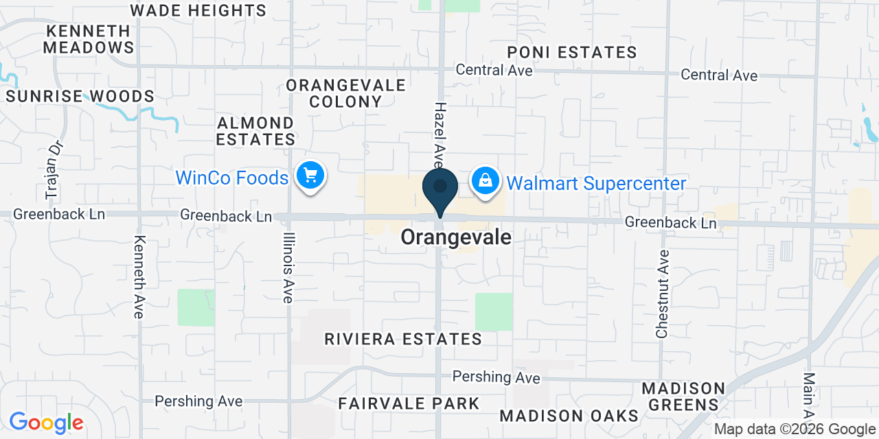Map showing Orangevale, Sacramento County, CA