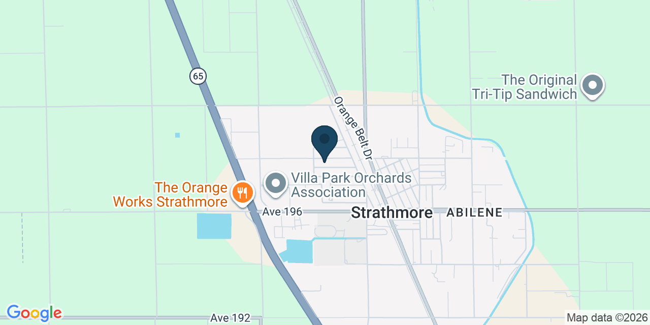 Map showing Strathmore, Tulare County, CA