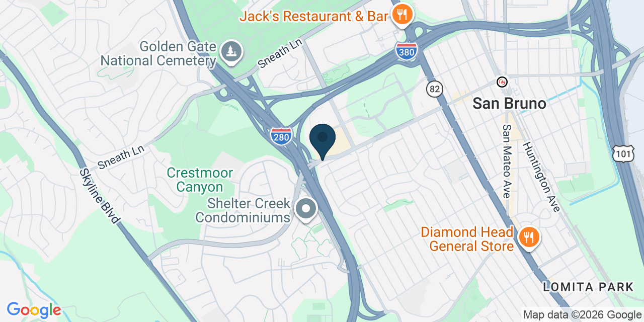 Map showing San Bruno, San Mateo County, CA