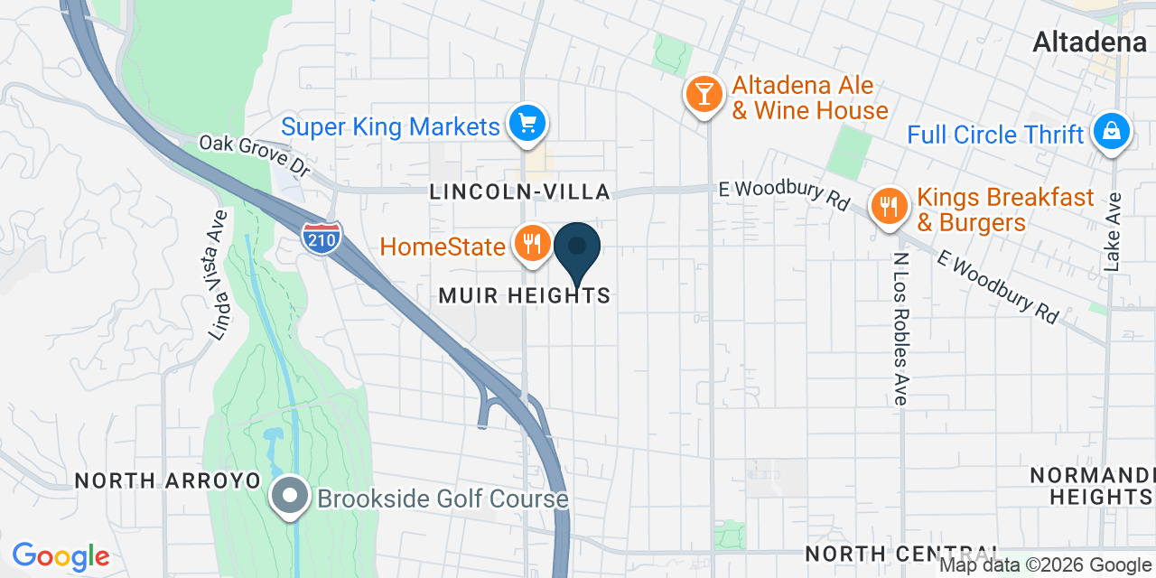 Map showing Pasadena, Los Angeles County, CA