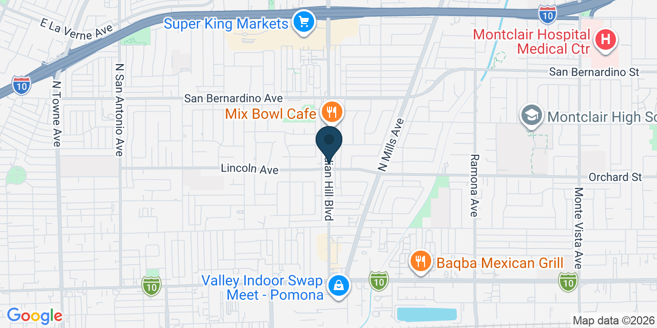 Map showing Pomona, Los Angeles County, CA