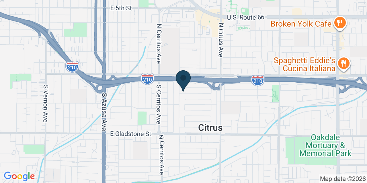 Map showing Azusa, Los Angeles County, CA