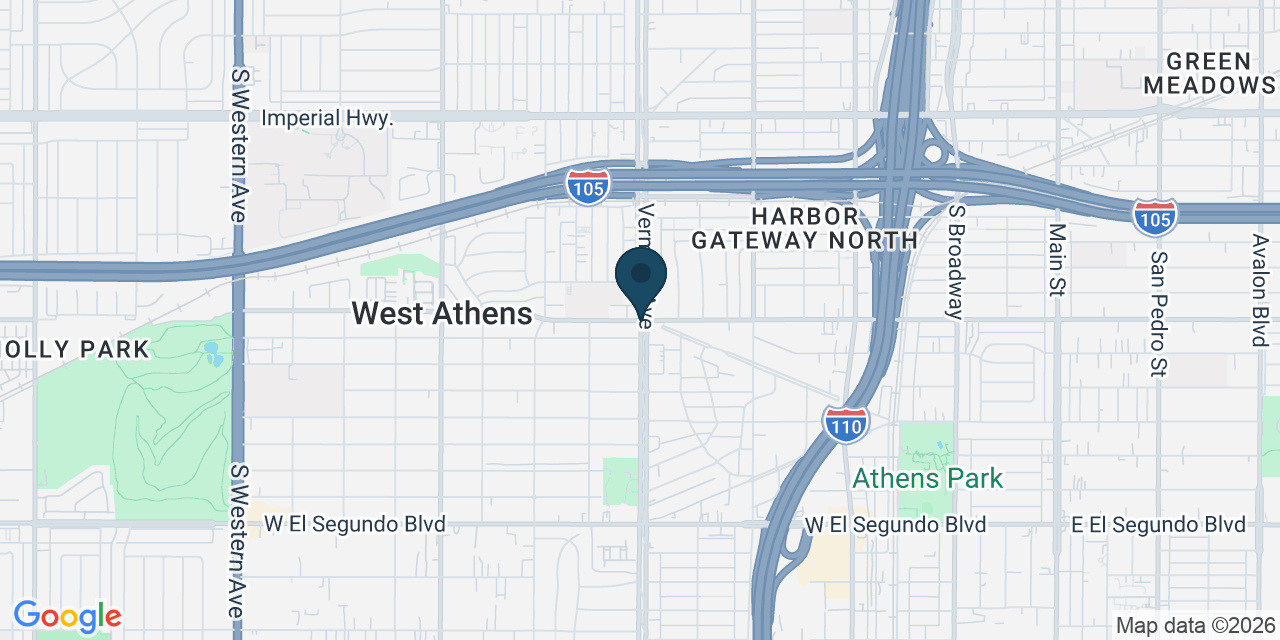 Map showing West Athens, Los Angeles County, CA