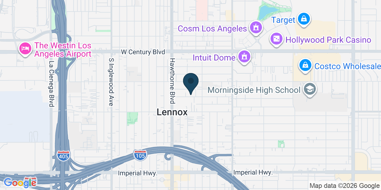 Map showing Lennox, Los Angeles County, CA